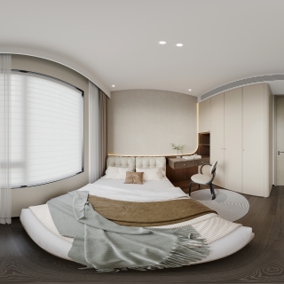 现代法式中古一层北次卧全景