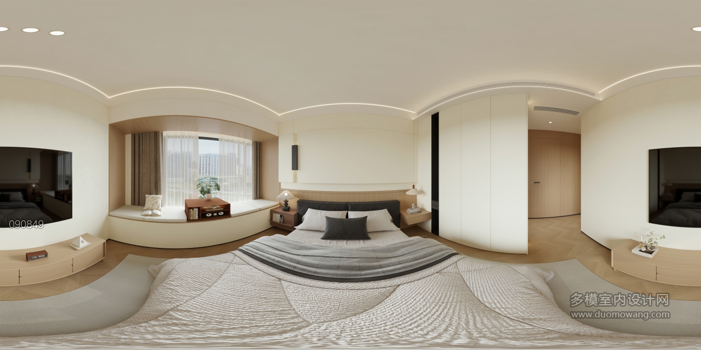现代 主卧 全景