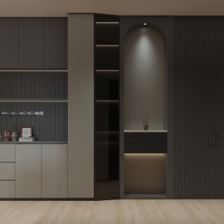 现代 客餐厅 入户 单张