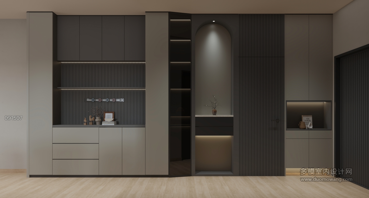 现代 客餐厅 入户 单张