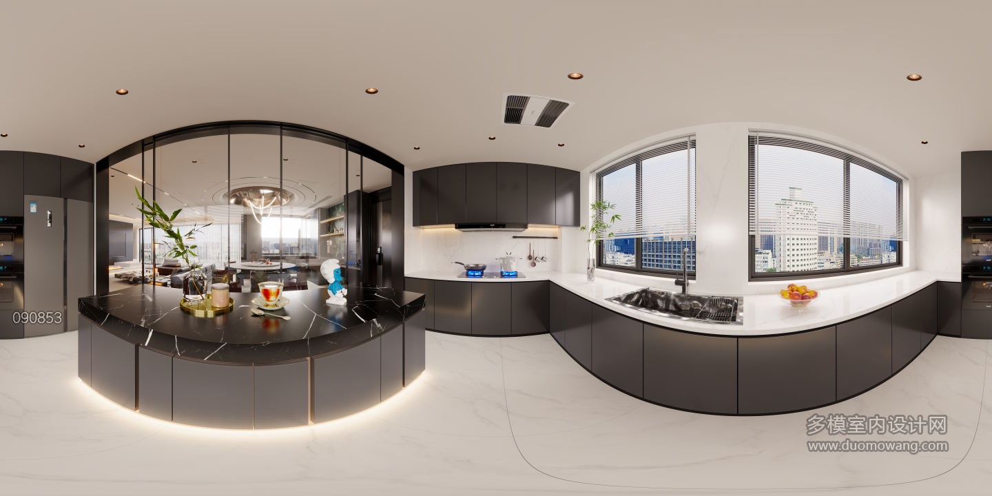 现代厨房全景