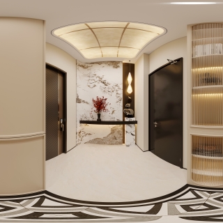 现代法式中古负二电梯间全景