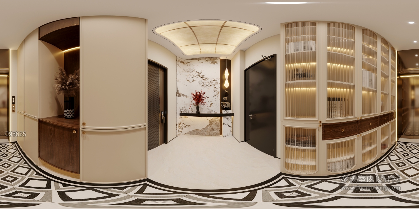 现代法式中古负二电梯间全景