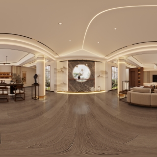 新中式2客餐厅全景