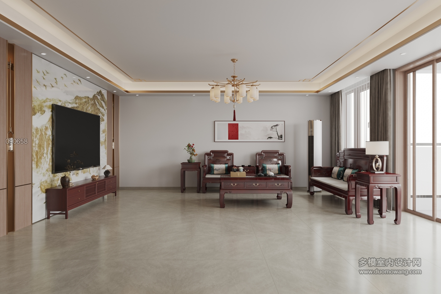 新中式四层客厅1