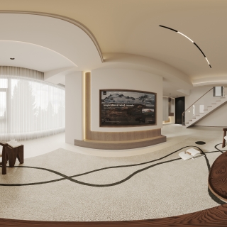 现代中古一层客厅全景