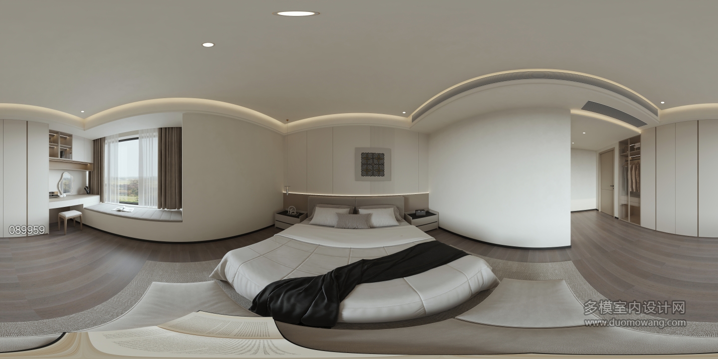 现代 主卧 全景 新