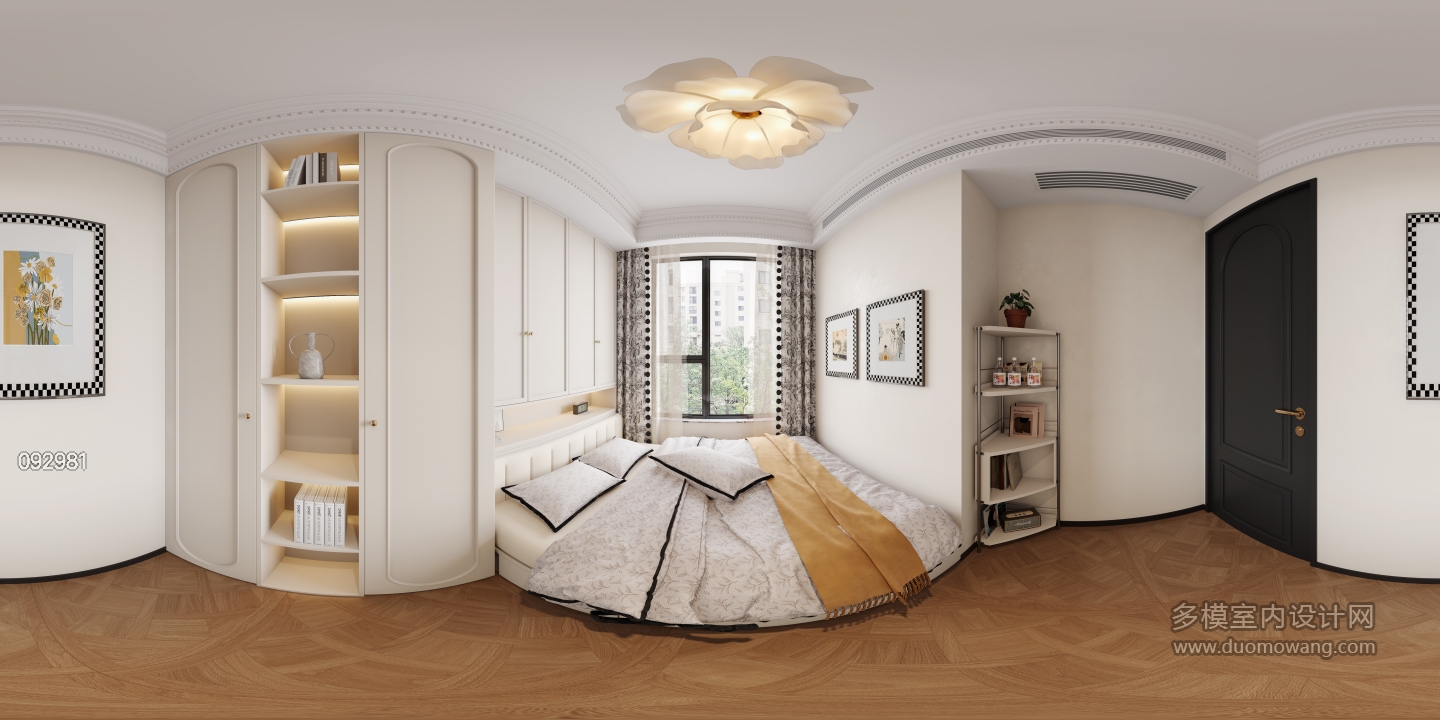 16法式中古风次卧全景