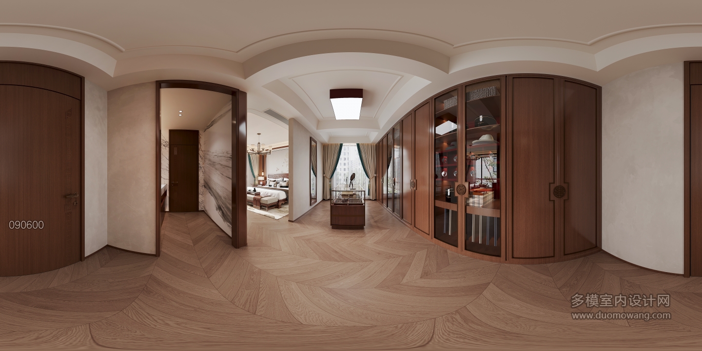 新中式衣帽间全景