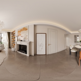 现代一层客餐厅全景