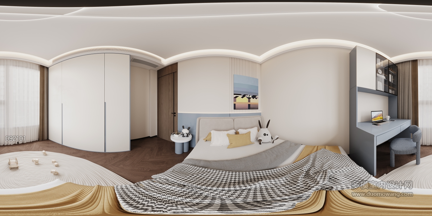 现代二楼男孩房全景