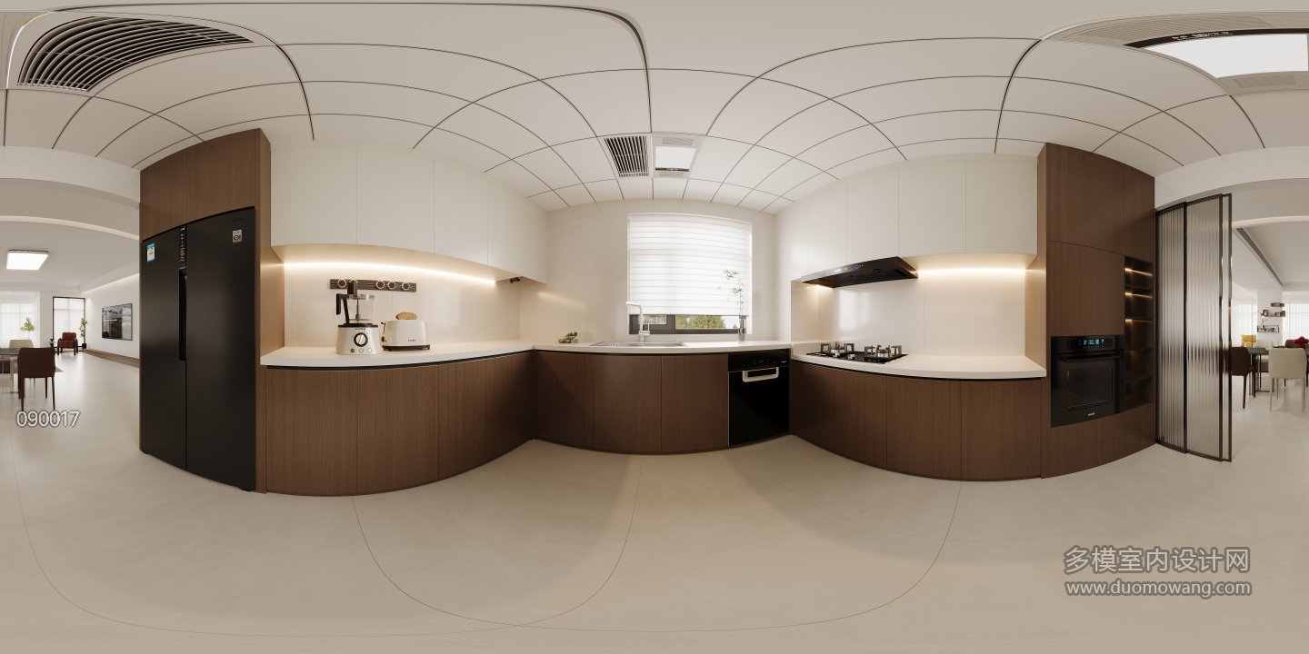 现代中古厨房全景