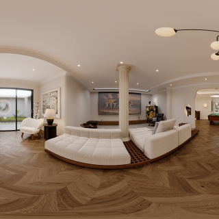 法式-负一层家庭聚会厅全景