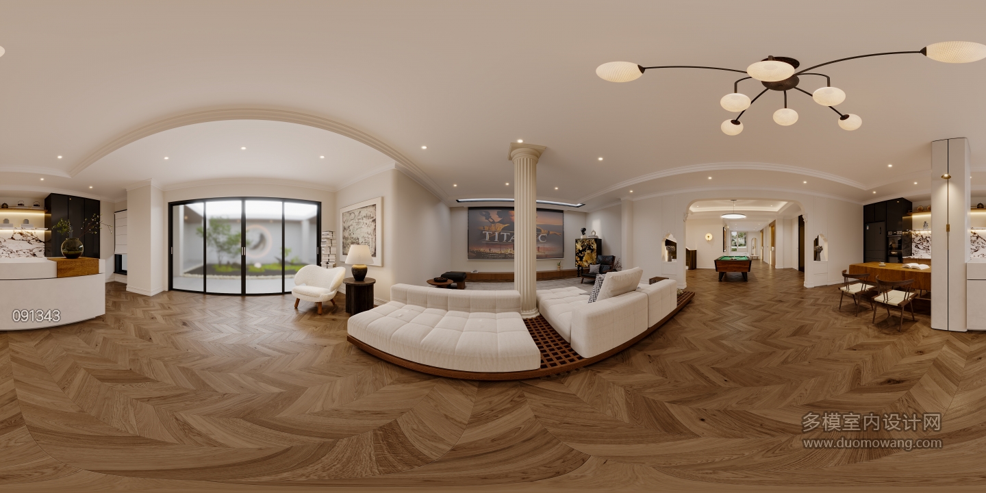 法式-负一层家庭聚会厅全景