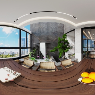 现代三楼阳台全景