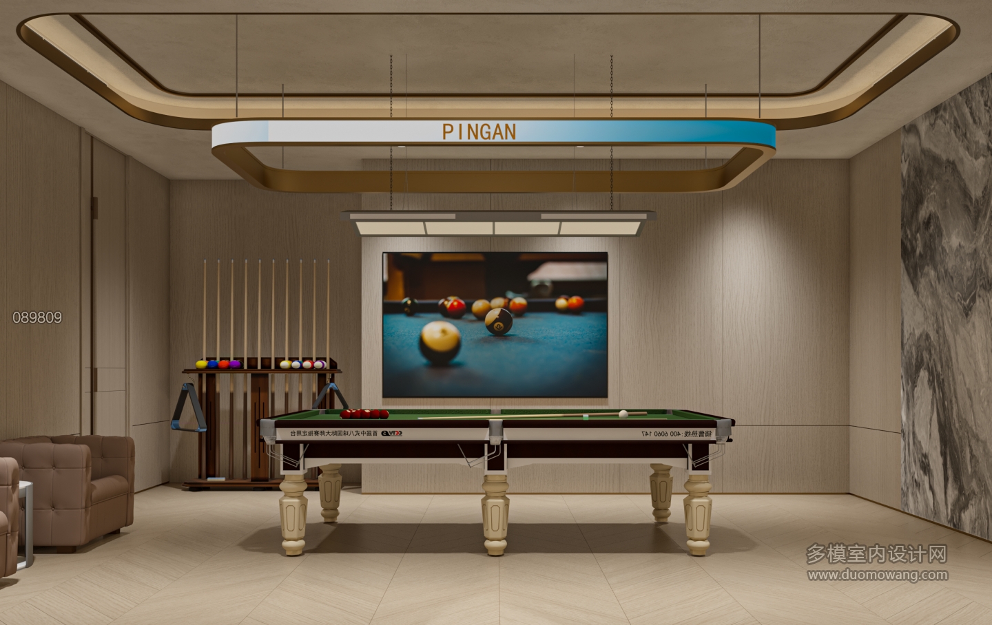 新中式台球厅单张