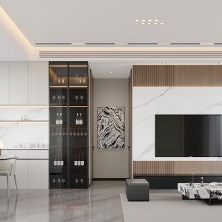 现代二层电视墙