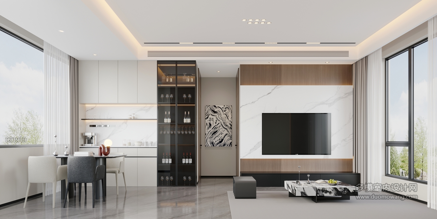 现代二层电视墙