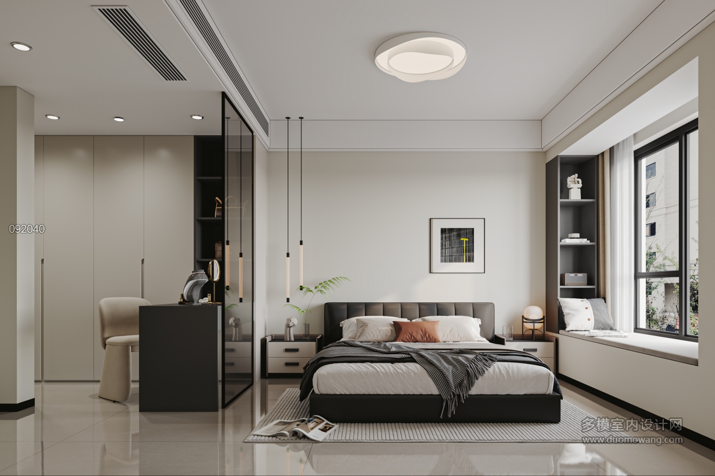 现代主卧特写