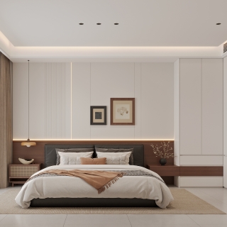 现代中古风主卧特写