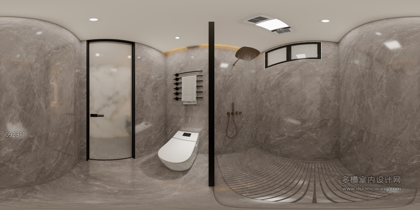 现代四层主卧卫生间全景