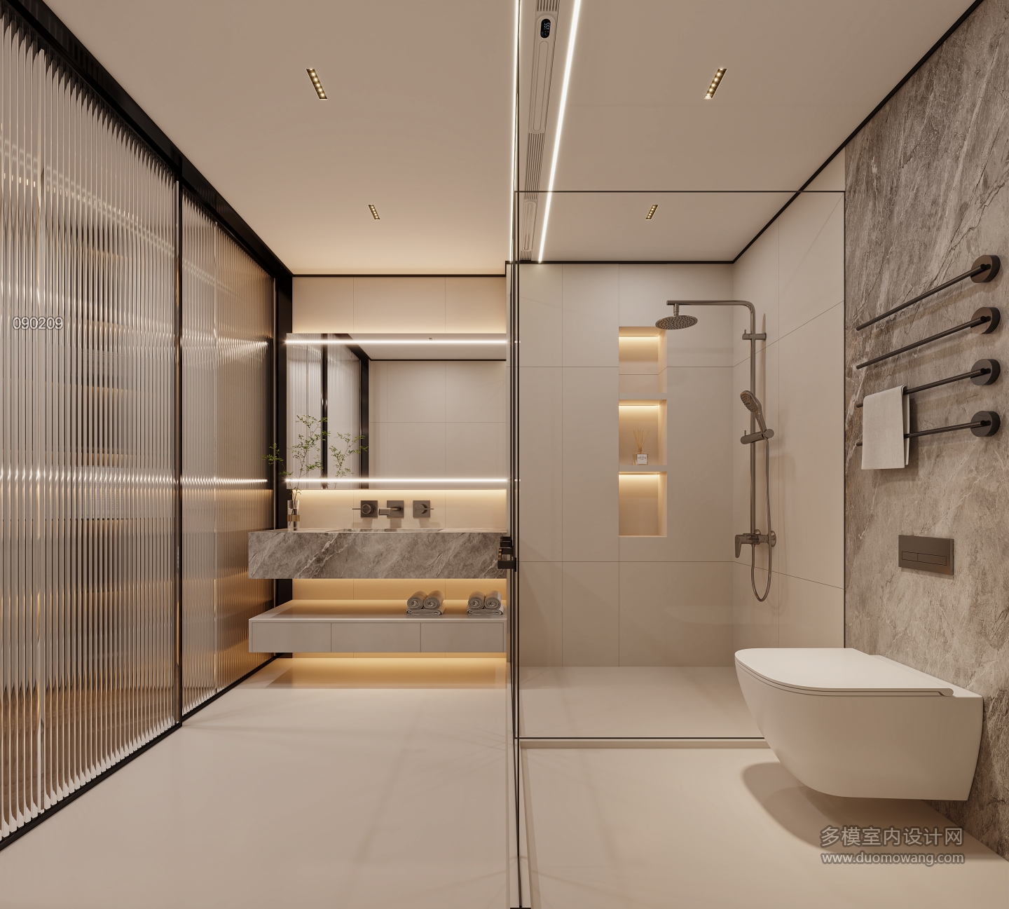 现代二层客房卫生间