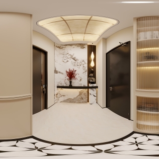 现代法式中古负二电梯间全景