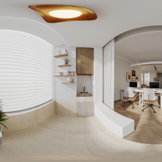 现代办公室外阳台全景