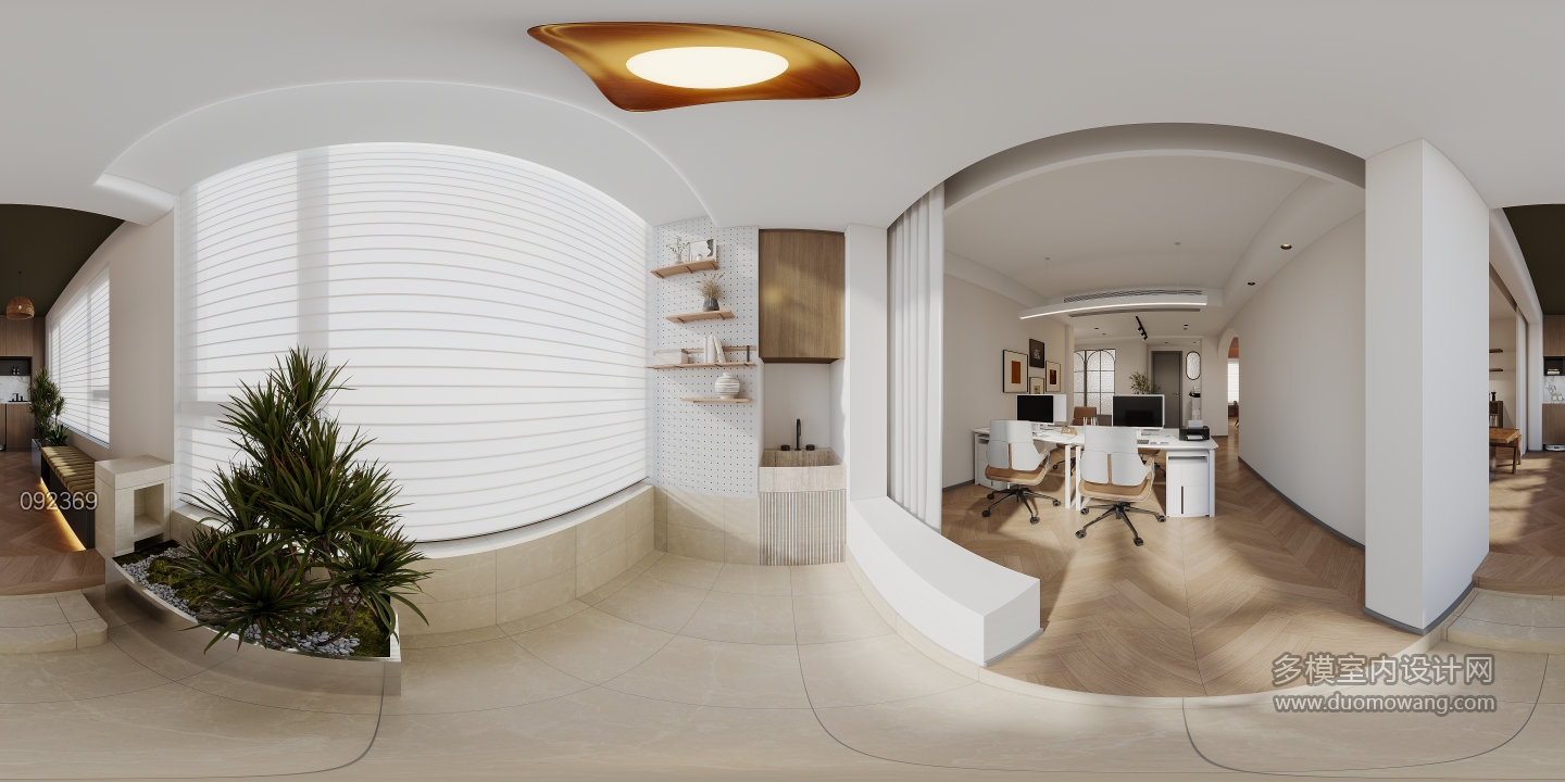 现代办公室外阳台全景