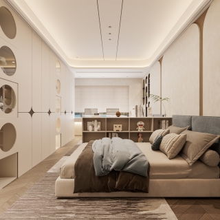 现代双床房特写