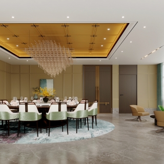 新中式一层宴会厅特写