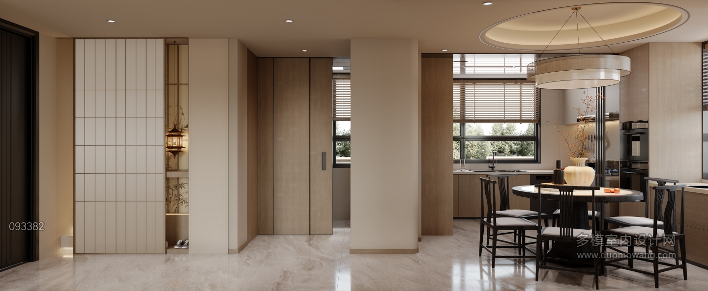 新中式一楼厨房楼梯特写