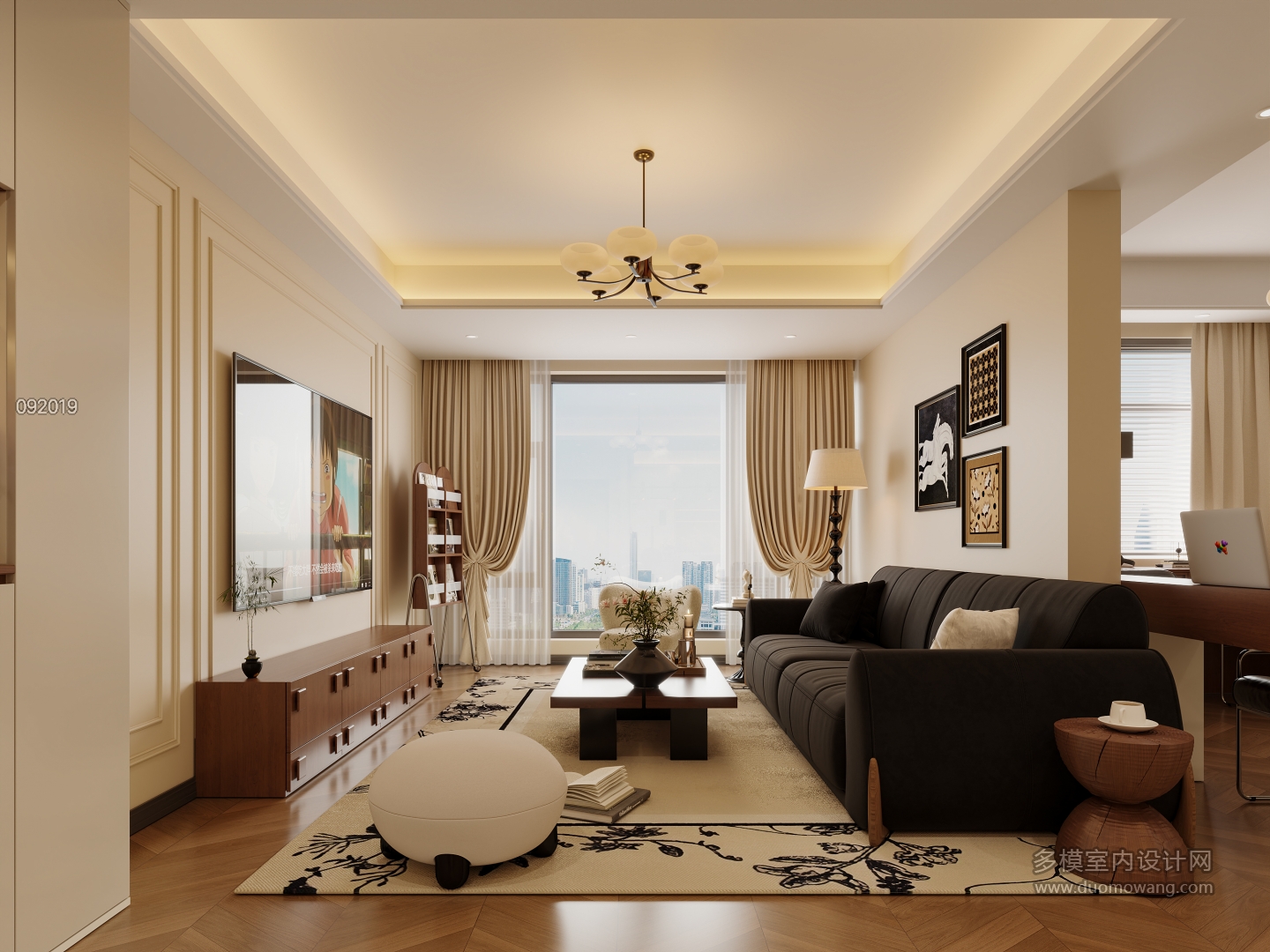 现代中古客厅特写