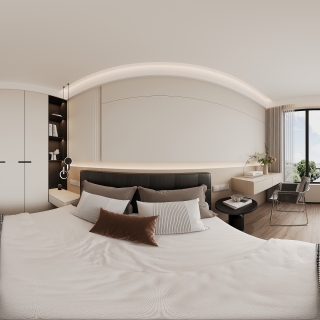 现代二楼卧室2全景