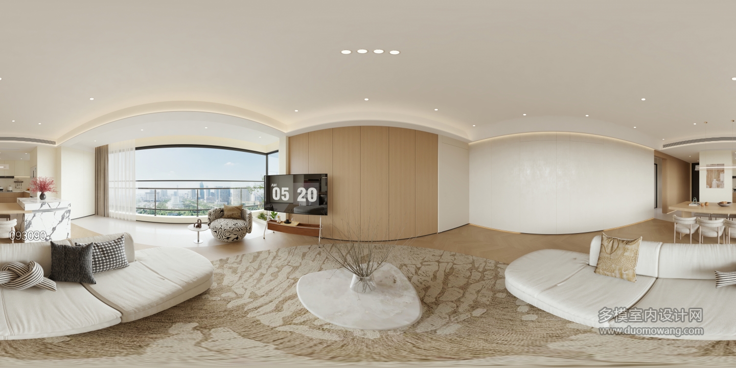 现代 客厅 全景 新