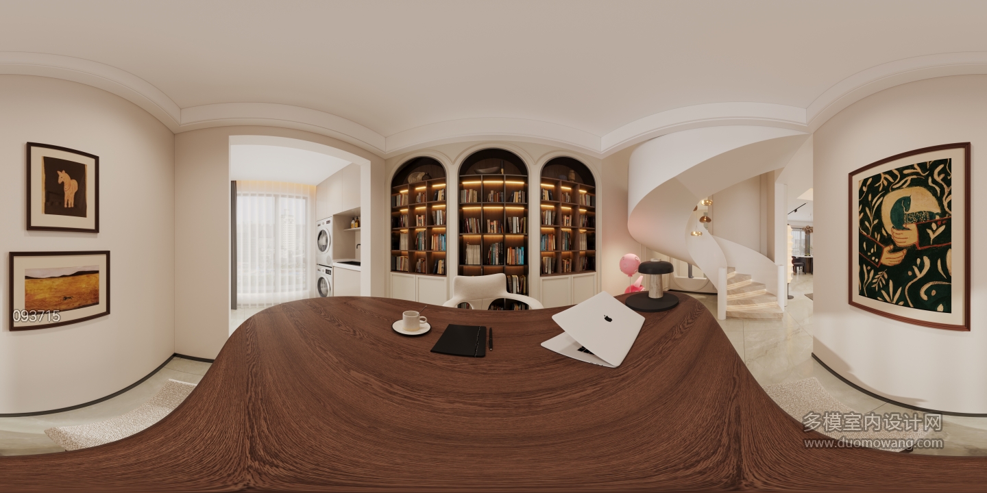 现代1楼书房全景