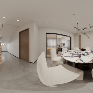 现代一层餐厅全景