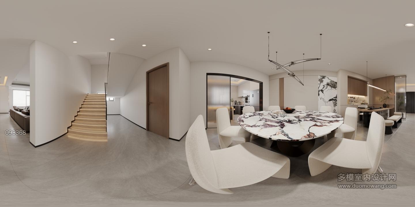 现代一层餐厅全景