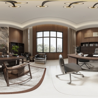 新中式办公室全景