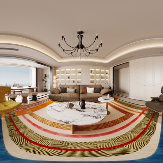 美式二楼客厅全景