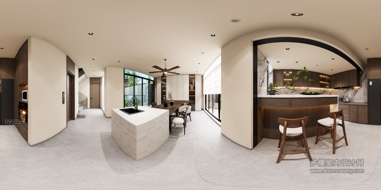 新中式一层餐厅全景