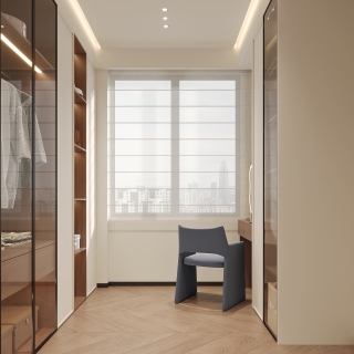 现代中古风衣帽间特写