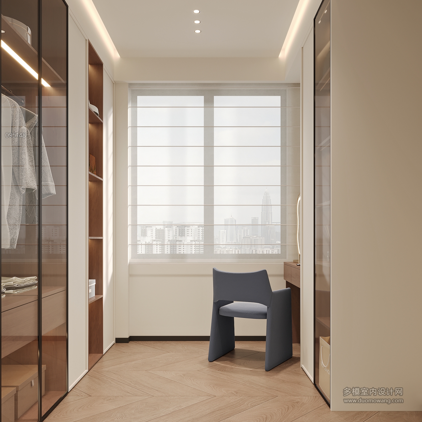 现代中古风衣帽间特写