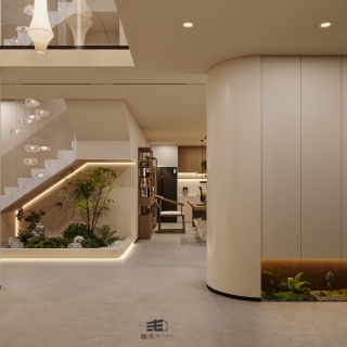 负二层宋代中式门厅特写