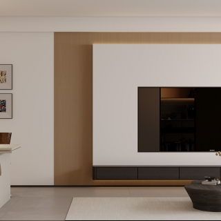 原木风客餐厅_电视背景