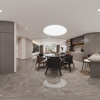 现代3层餐厨全景