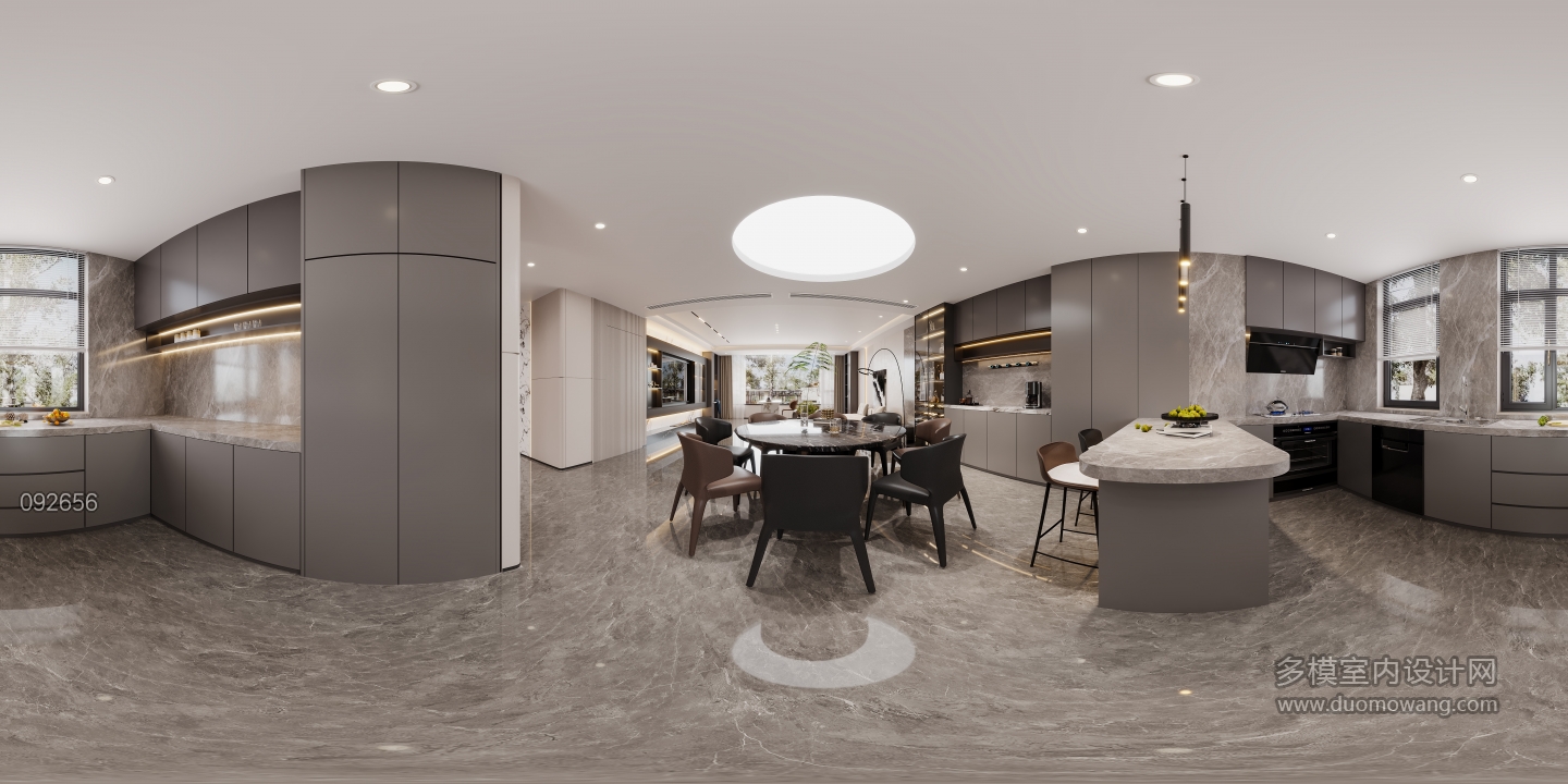 现代3层餐厨全景