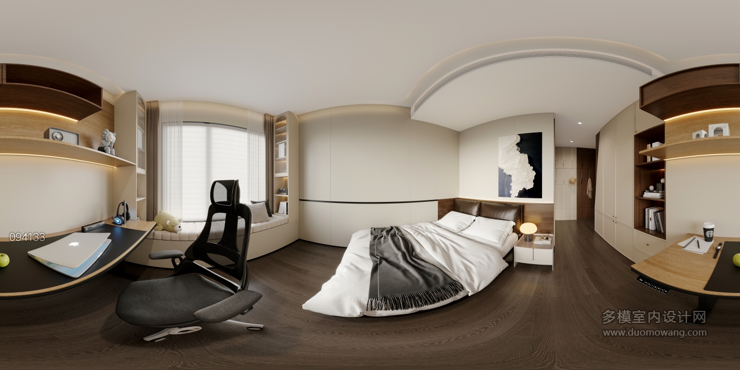 现代中古一层南次卧全景