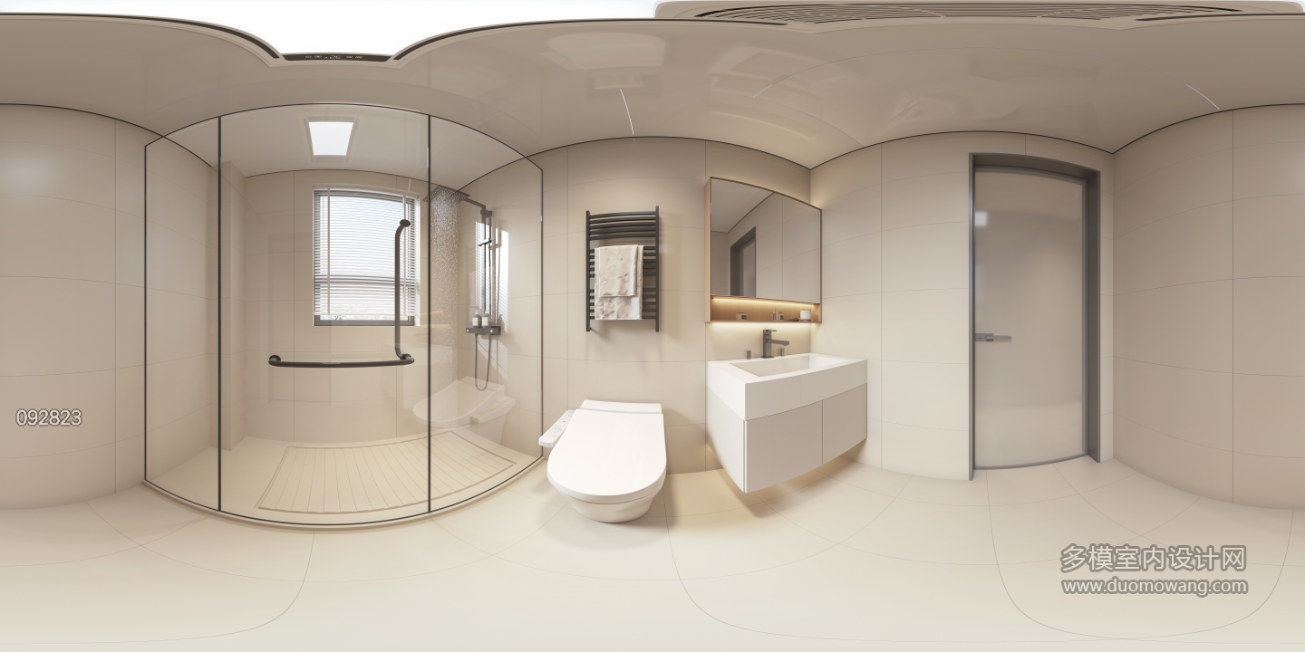 意式极简卫生间全景