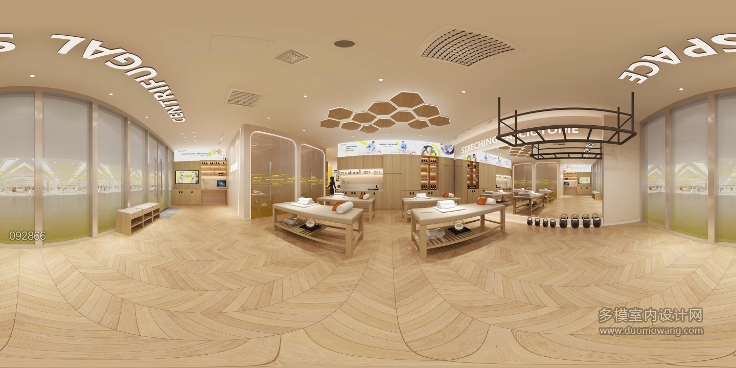 现代健身房全景拉伸区 (1)